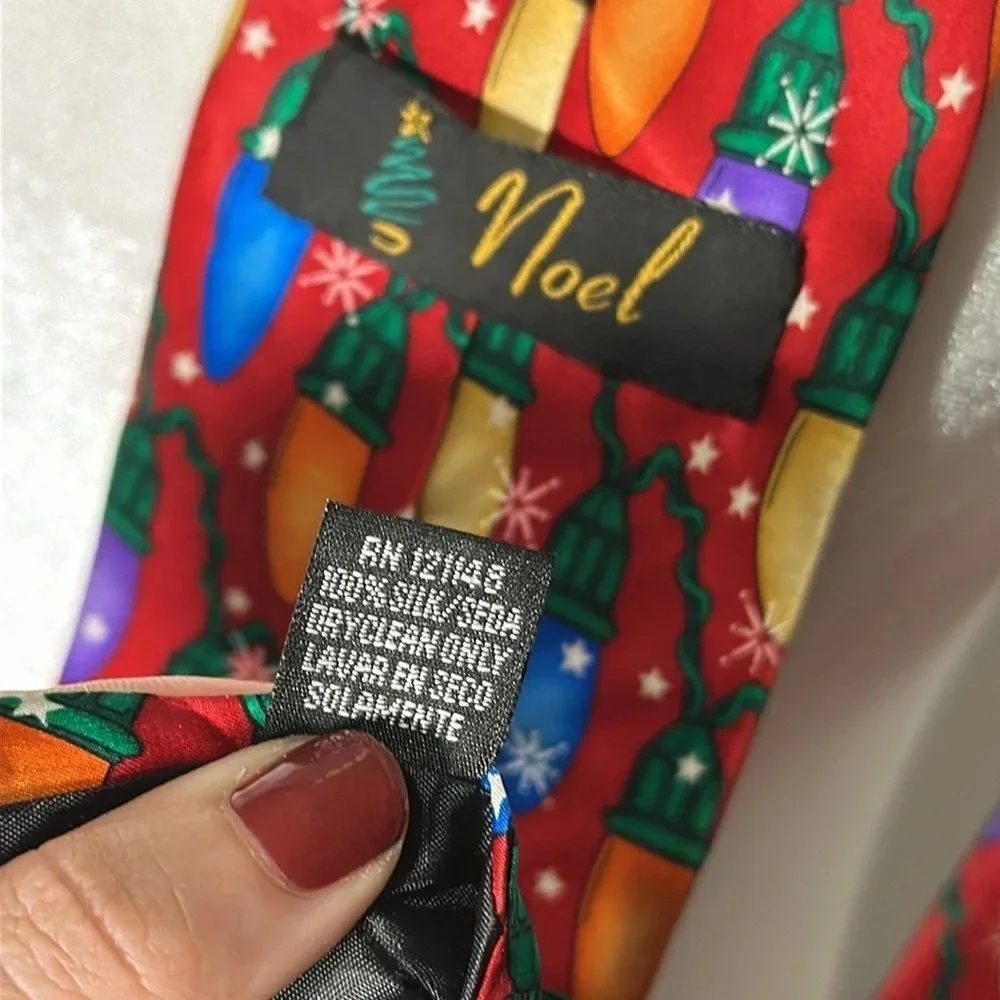 Noel 100% silk colorful Christmas lights & stars tie
